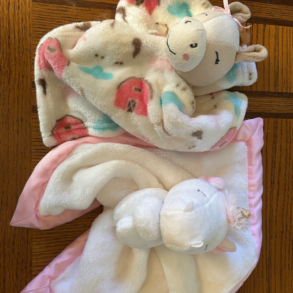 Carter's Pink and White Stuffed Animal Blanket Set